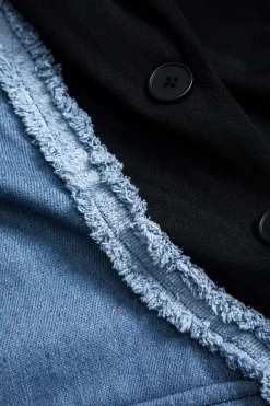 MICAS Long Sleeve Dresses|Blazers-Denim Patchwork Long Sleeve Blazer Suit Mini Dress