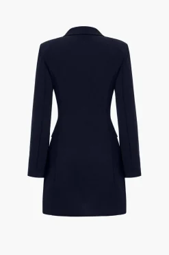 MICAS Long Sleeve Dresses|Blazers-Denim Patchwork Long Sleeve Blazer Suit Mini Dress