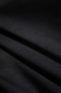 MICAS Pant Sets-Denim Patchwork Long Sleeve Top And Wide Leg Trousers Set BLACK