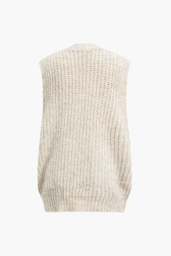 MICAS Knit Tops-Denim Patchwork Pocket Sweater Vest