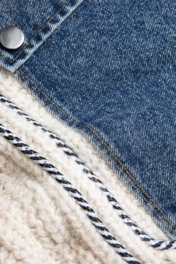 MICAS Knit Tops-Denim Patchwork Pocket Sweater Vest