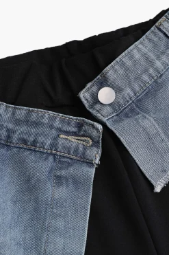 MICAS Pants-Denim Patchwork Pocket Trousers