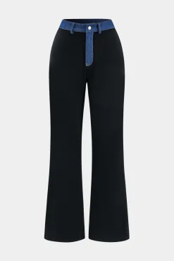 MICAS Pants-Denim Patchwork Pocket Trousers BLACK