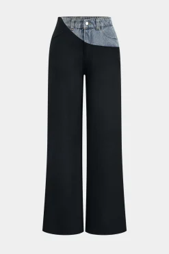 MICAS Pants-Denim Patchwork Pocket Trousers BLACK