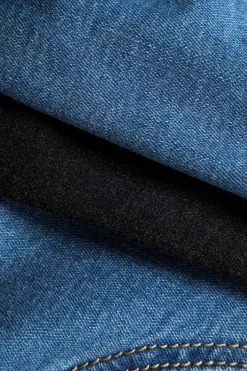 MICAS Outerwear|Outerwear-Denim Patchwork Pocket Zipper Outerwear DARK WASH BLUE