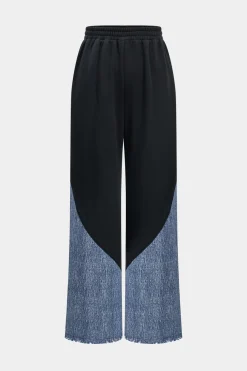 MICAS Pants-Denim Patchwork Trousers BLACK