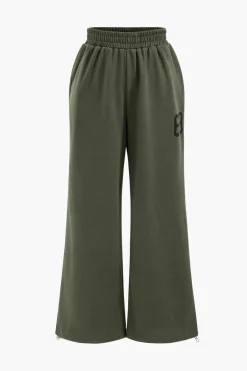 MICAS Pants-Digital Pattern Print Shirred Waistband Pocket Trousers MILITARY