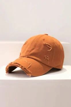 MICAS Accessories-Distressed Baseball Cap DARK ORANGE