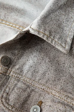 MICAS Outerwear|Outerwear-Distressed Flap Pocket Collared Denim Jacket MULTICOLOR