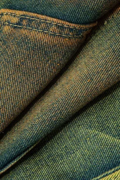 MICAS Skirts-Distressed Flap Pocket Denim Mini Skirt GREEN