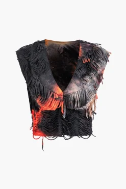 MICAS Vacation Sets|Skirt Sets-Distressed V-neck Cap Sleeve Crop Top And Slit Maxi Skirt Set