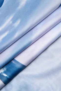 MICAS Maxi Dresses|Midi Dresses-Dolphin Print Mesh Slip Midi Dress BABY BLUE