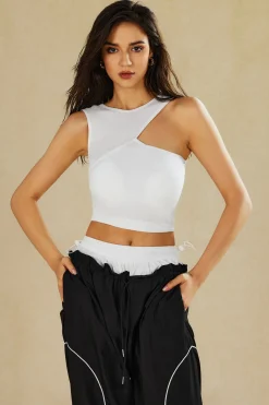 MICAS Pants-Double Waistband Color Block Trousers Contrast Color