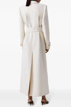 MICAS Outerwear|Outerwear-Double-Breasted Belted Coat WHITE
