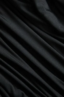 MICAS Maxi Dresses-Draped Cowl Neck Sleeveless Maxi Dress BLACK