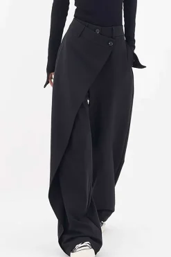 MICAS Pants-Draped Wrap Straight Leg Suit Pants BLACK