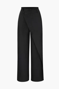 MICAS Pants-Draped Wrap Straight Leg Suit Pants BLACK