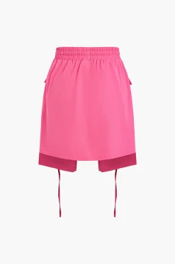 MICAS Skirts-Drawstring Flap Pocket Skirt DEEP PINK