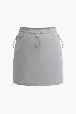 MICAS Skirts-Drawstring Pocket Mini Skirt PEARL RIVER