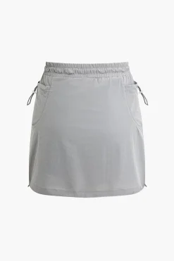 MICAS Skirts-Drawstring Pocket Mini Skirt PEARL RIVER