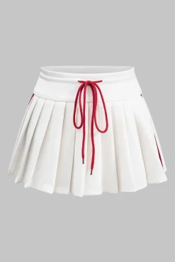 MICAS Skirts-Drawstring Ruched Patchwork Skirt