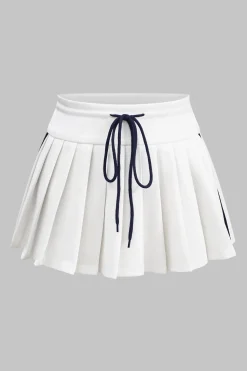 MICAS Skirts-Drawstring Ruched Patchwork Skirt