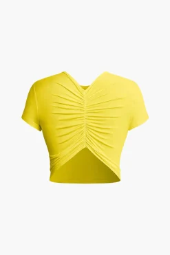 MICAS T-Shirts-DRINK LOVE RELAX REPEAT Letter Print Ruched Cut Out T-shirt