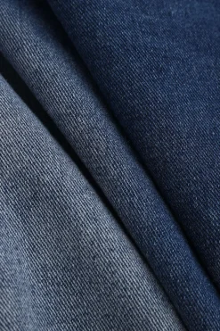 MICAS Outerwear|Outerwear-Embroidery Denim Long Coat Belted Outerwear BLUE