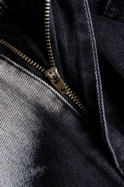 MICAS Skirts-Faded Denim Pocket Button Skirt BLACK