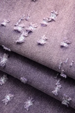 MICAS Jeans-Faded Destroyed Straight Leg Jeans PURPLE