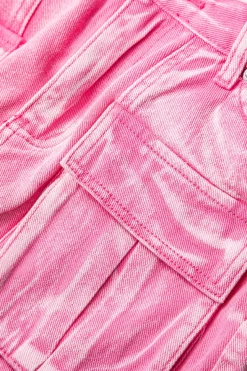 MICAS Skirts-Faded Flap Pocket Cargo Denim Mini Skirt