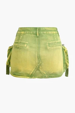 MICAS Skirts-Faded Pocket Denim Mini Skirt