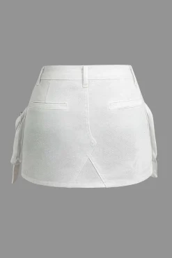 MICAS Skirts-Faded Pocket Denim Mini Skirt
