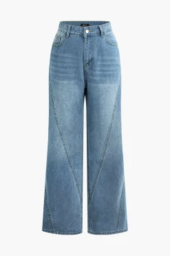 MICAS Jeans-Faded Straight Leg Jeans LIGHT WASH BLUE