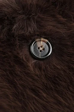 MICAS Skirts-Faux Fur Button Mini Skirt COFFEE