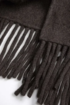 MICAS Outerwear|Outerwear-Faux Fur Button Pocket Long-Sleeve Coat With Scarf BROWN