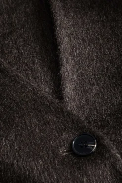 MICAS Outerwear|Outerwear-Faux Fur Button Pocket Long-Sleeve Coat With Scarf BROWN