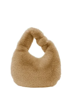 MICAS Bags|Accessories-Faux Fur Plush Clutch Bag KHAKI