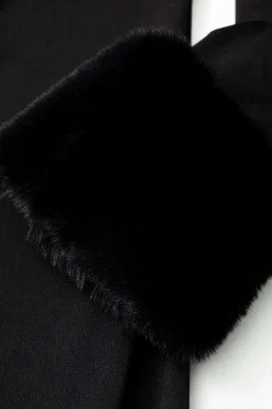 MICAS Long Sleeve Dresses|Mini Dresses-Faux Fur Trim Off Shoulder Midi Dress