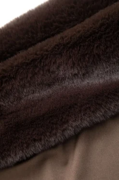 MICAS Long Sleeve Dresses|Mini Dresses-Faux Fur Trim Off Shoulder Midi Dress