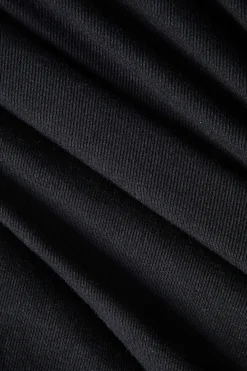 MICAS Long Sleeve Dresses|Maxi Dresses-Faux Leather Patchwork Long Sleeve Maxi Dress BLACK