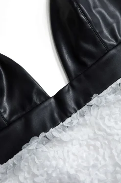 MICAS Mini Dresses-Faux Leather Appliques Sleeveless Mini Dress WHITE