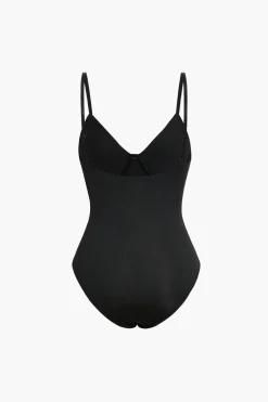 MICAS Bodysuits-Faux Leather Bodysuit BLACK
