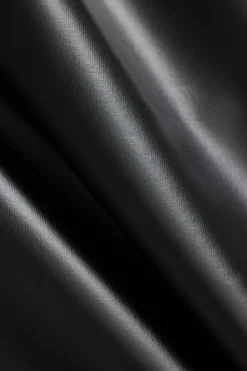 MICAS Bodysuits-Faux Leather Bodysuit BLACK