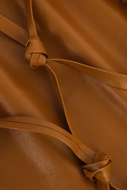 MICAS Skirts-Faux Leather Braiding Fringe Mini Skirt