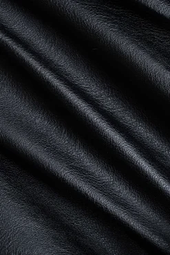 MICAS Outerwear|Outerwear-Faux Leather Button Belted Jacket BLACK