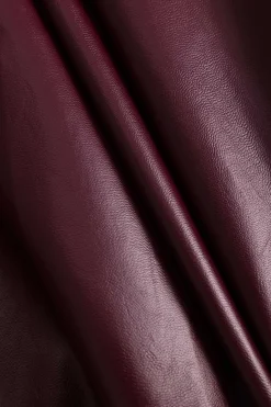 MICAS Outerwear|Outerwear-Faux Leather Button Fake Pockets Coat BURGUNDY