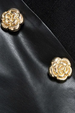 MICAS Skirts-Faux Leather Button Mini Skirt