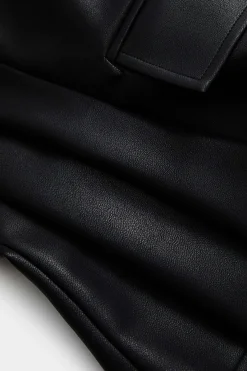 MICAS Tank Tops & Cami-Faux Leather Button Tank Top BLACK