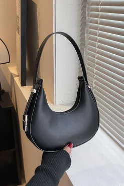 MICAS Bags|Accessories-Faux Leather Cross-Body Bag BLACK